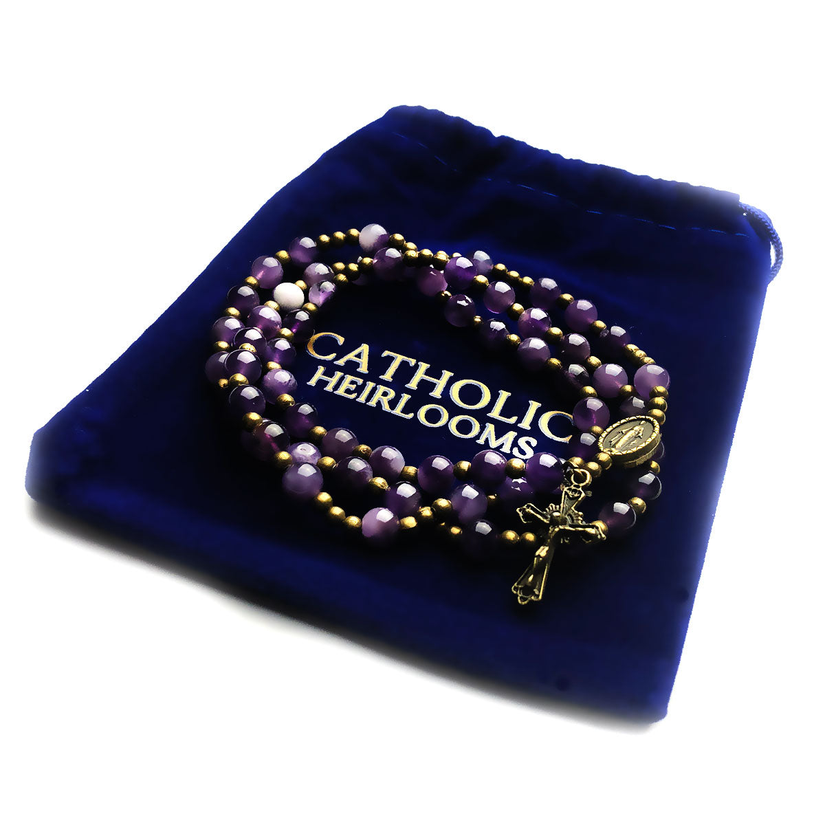 Amethyst Stone Full 5-Decade Catholic Rosary Bracelet by Catholic Heirlooms - Confirmation - Holy Communion Gift