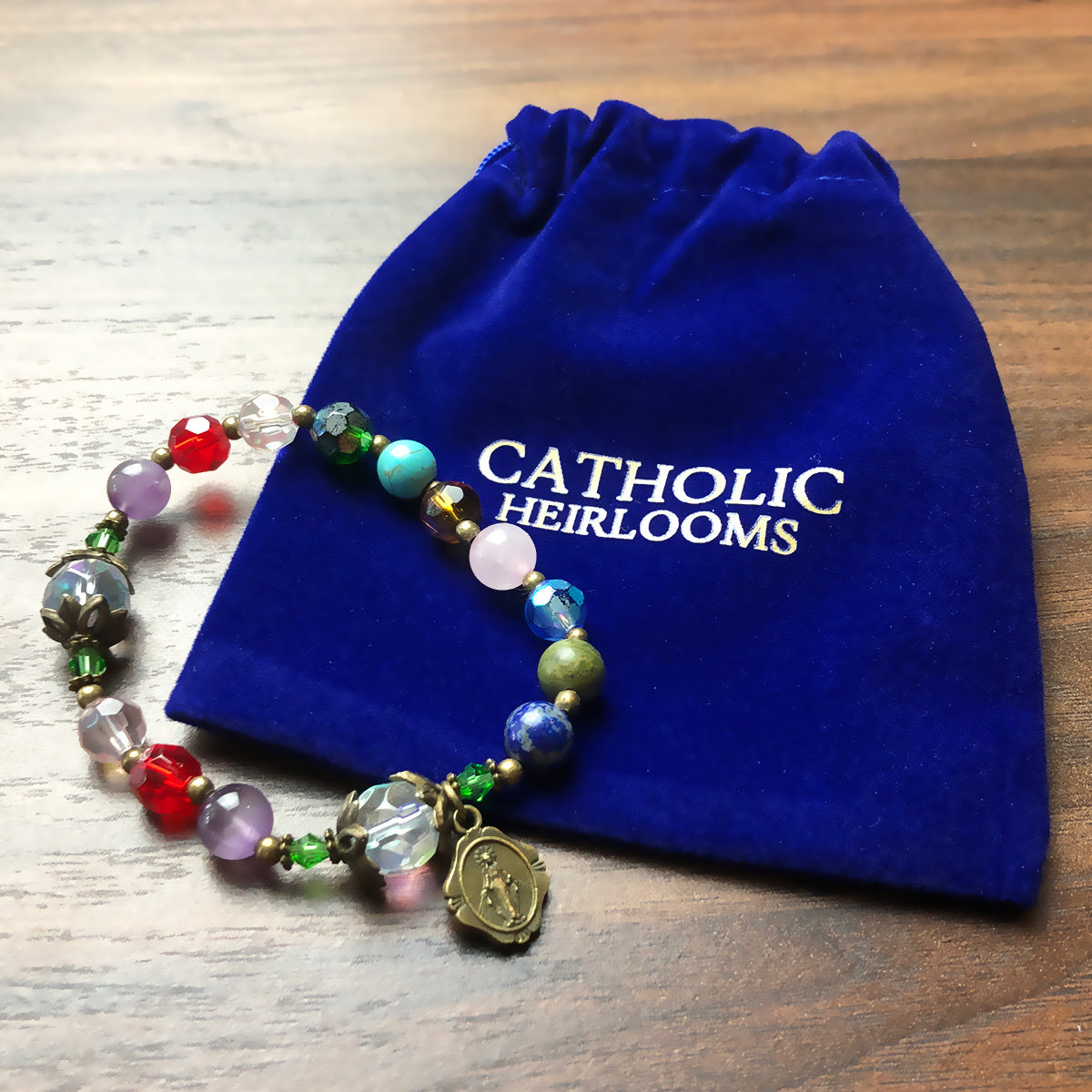 Basilica Window Crystal and Stone Rosary Bracelet by Catholic Heirlooms - Confirmation - Holy Communion Gift