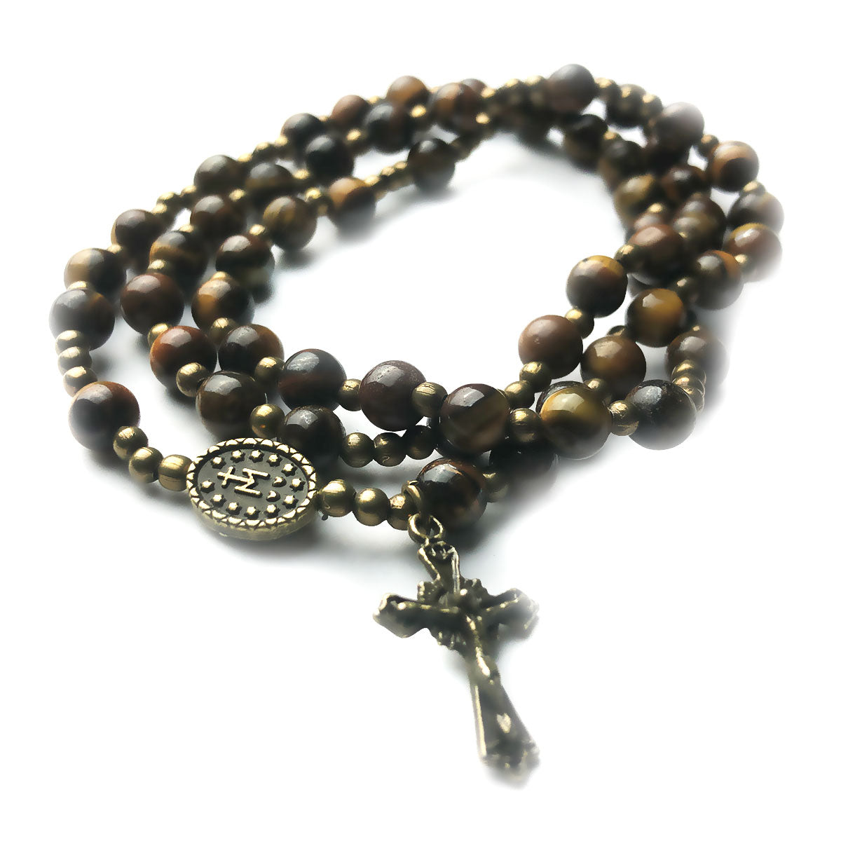 Tiger Eye Stone Full 5-Decade Catholic Rosary Bracelet by Catholic Heirlooms - Confirmation - Holy Communion Gift