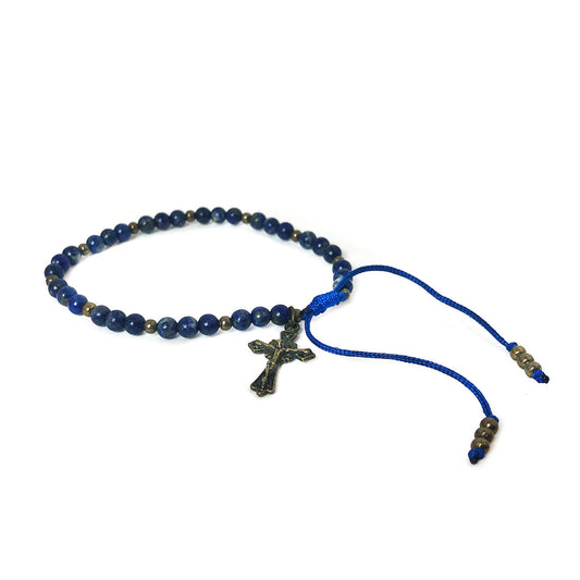 Our Lady of Guadalupe Necklace for Women Bead Necklace with Lapis Lazuli Stone Bead Bracelet with Crucifix Set by DALIA LORRAINE