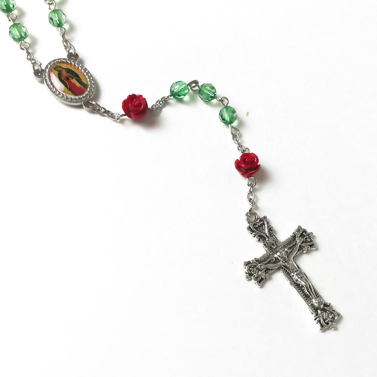 Our Lady Of Guadalupe Emerald Green Red Rose Rosary