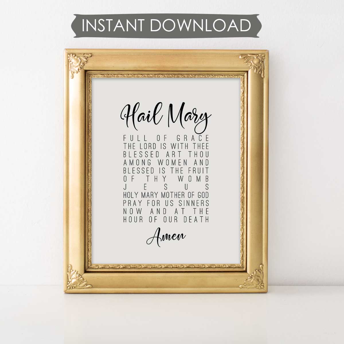 Hail Mary Prayer INSTANT DOWNLOAD Printable Wall Art