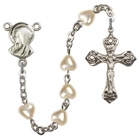 Mother Mary pearl heart rosary image