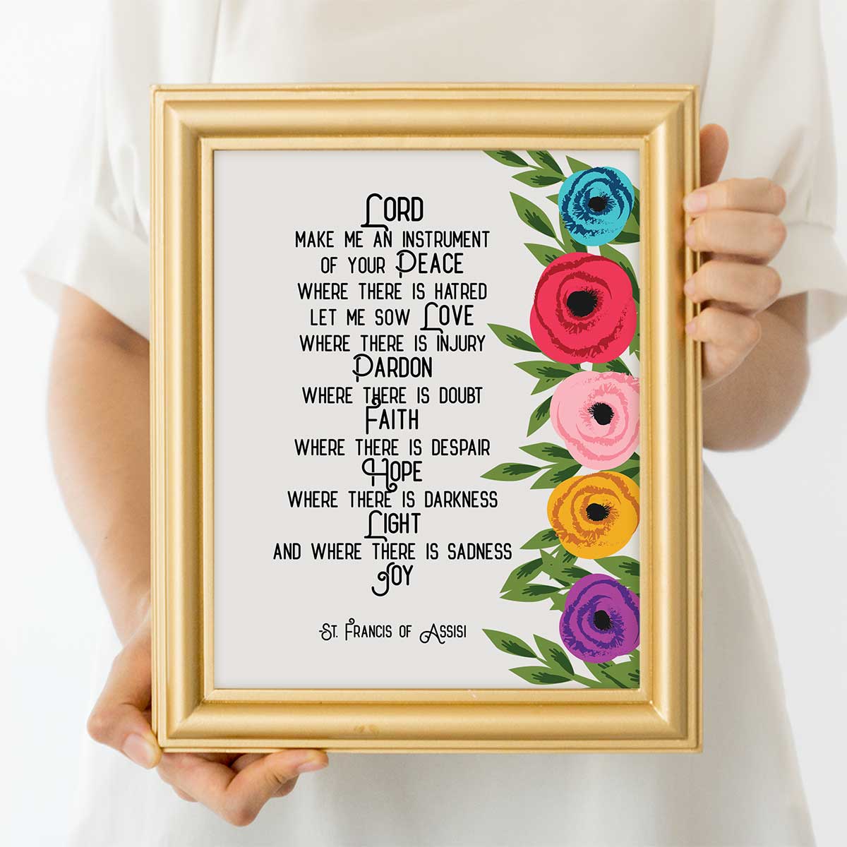 Lord Make Me An Instrument Of Your Peace Floral Prayer Art Print