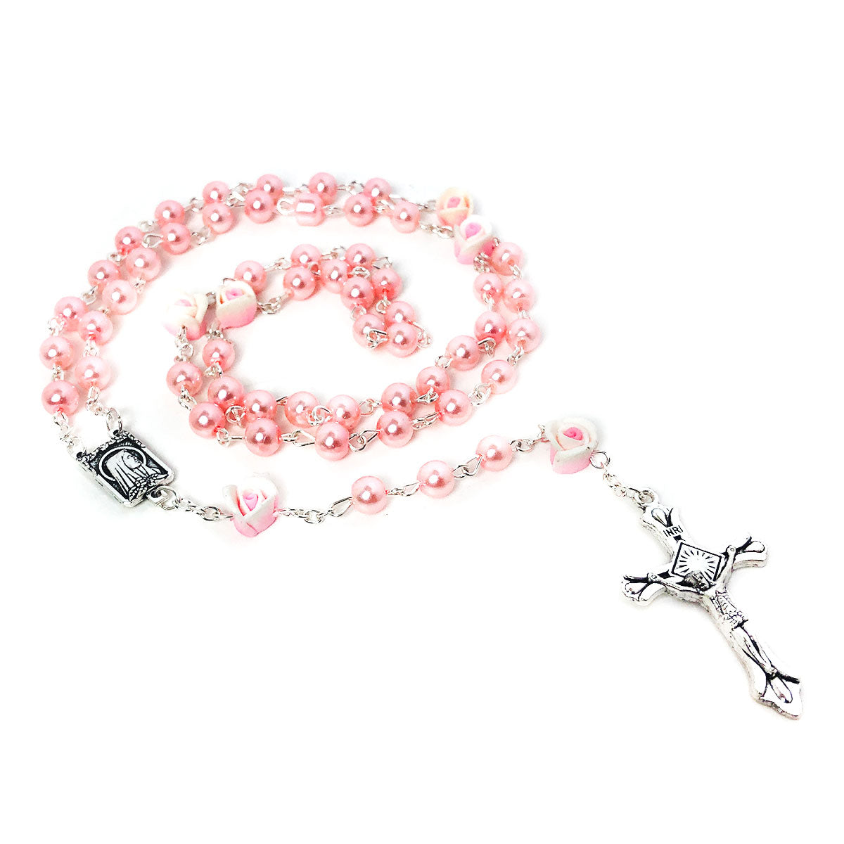 Angelic Pink Pearl Rose Rosary