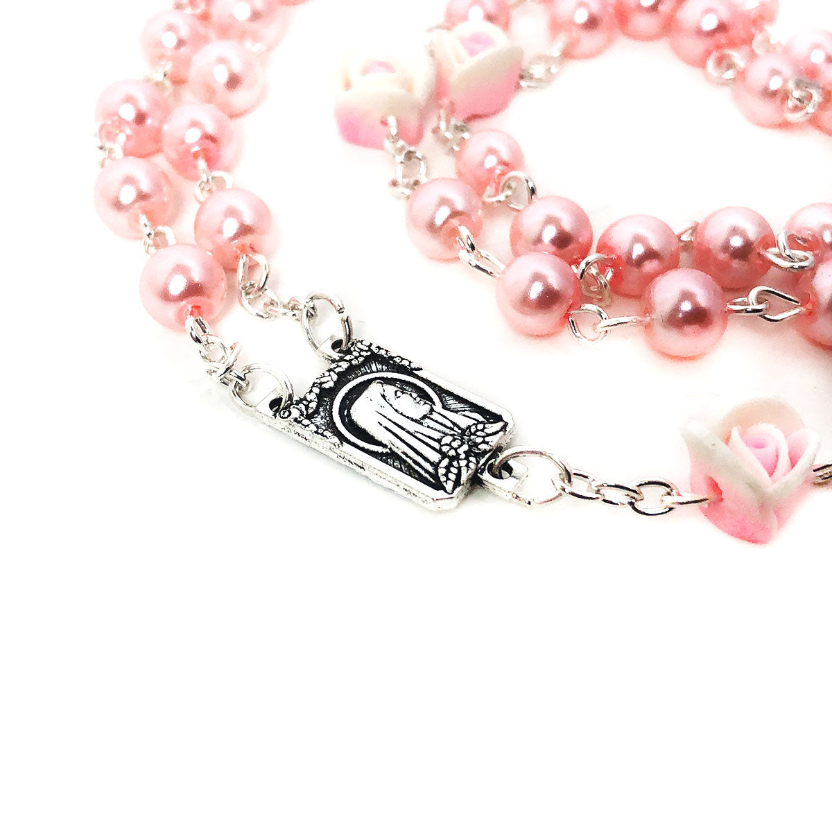 Angelic Pink Pearl Rose Rosary