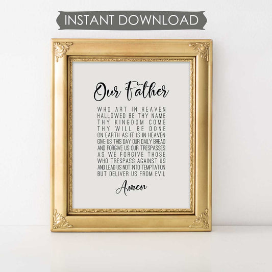 Our Father Prayer INSTANT DOWNLOAD Printable Wall Art