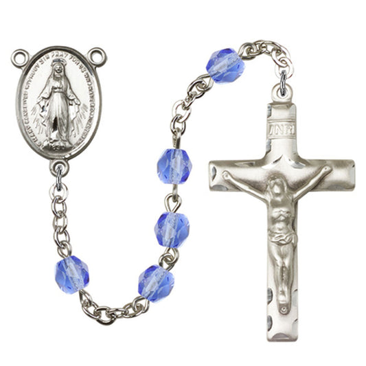 Sapphire Blue Miraculous Medal Rosary