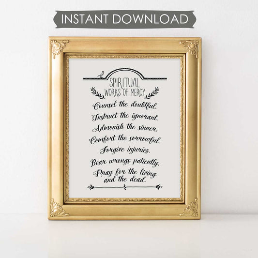 Spiritual Works Of Mercy INSTANT DOWNLOAD Printable Wall Art